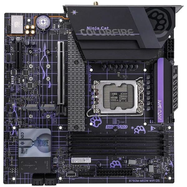 Материнская плата Colorful COLORFIRE B760M-MEOW WIFI D5 PURPLE LGA 1700, Intel B760, mATX, Ret