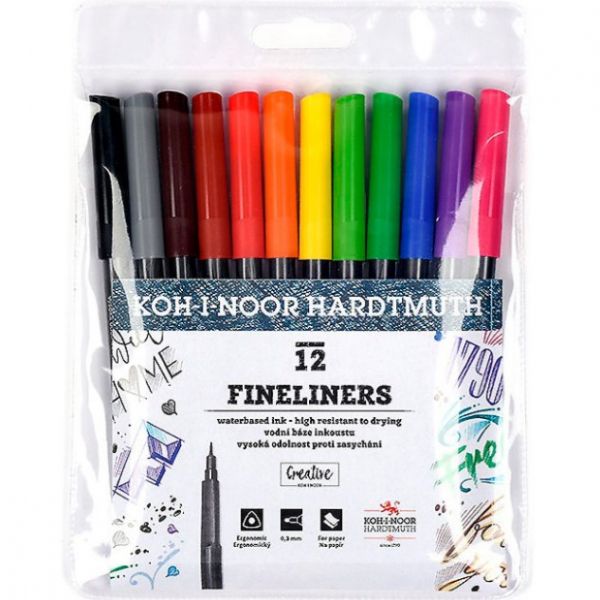 Ручка капиллярная KOH-I-NOOR FINELINERS 7021 (777021AB01TE) ассорти, 12 шт